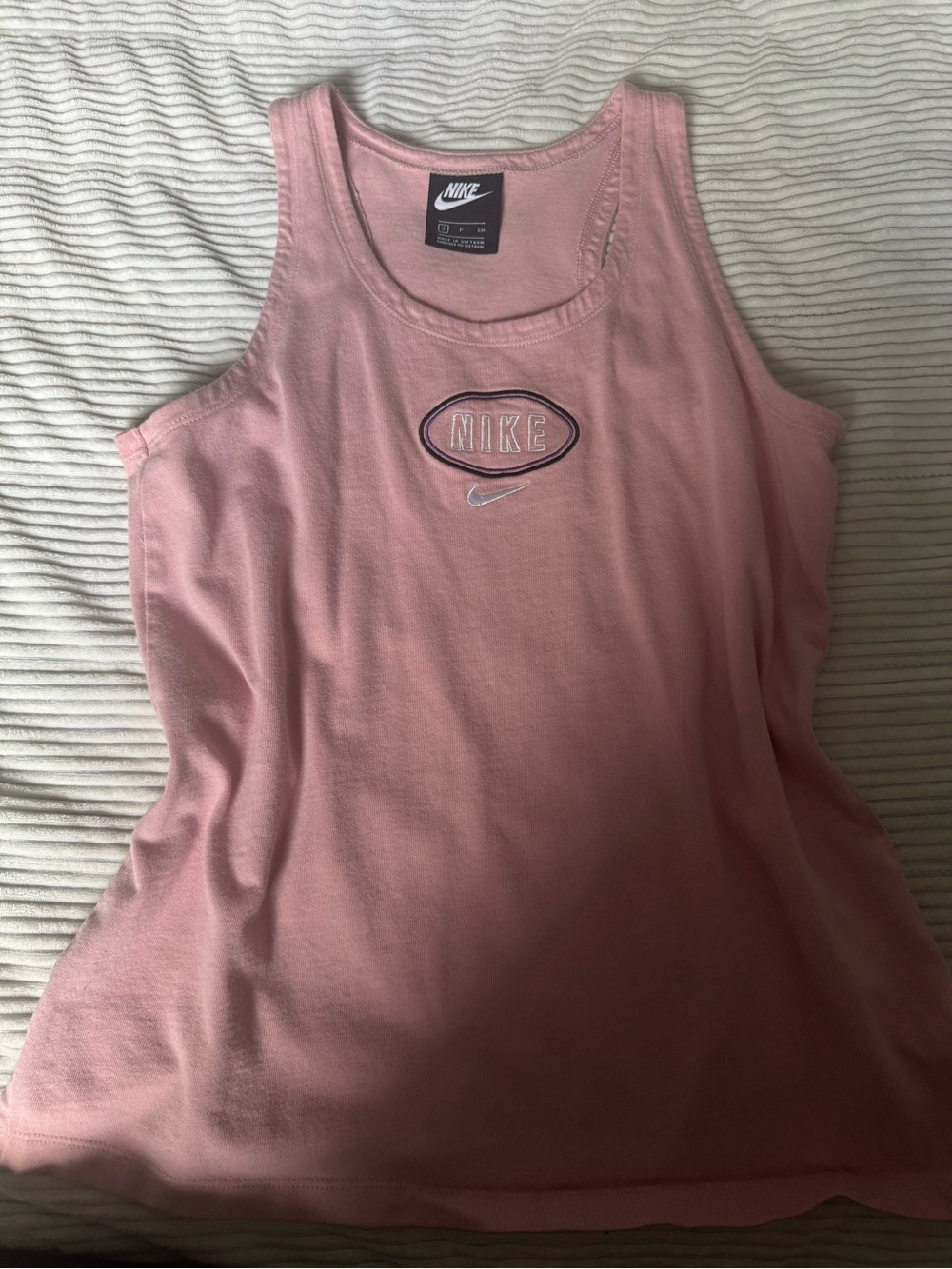 Nike Women’s Dusty Pink Athletic Tank with Embroidered Logo